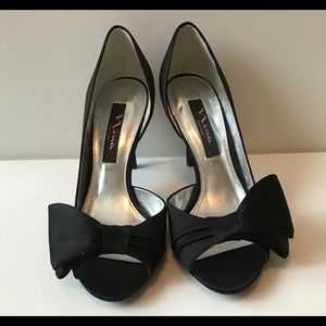 Black satin Nina d’Orsay pumps
